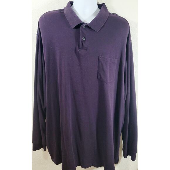 Roundtree Yorke Purple 2 Button Collar Henley Shirt 4XT Lightweight Long Sleeve - Picture 1 of 4